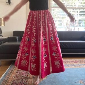 vintage maxi skirt handmade embroidered folk art